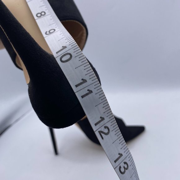 FSJ Black Suede High Heels Sandals Open Toe Mules Sexy Slide Shoes - Picture 11 of 11